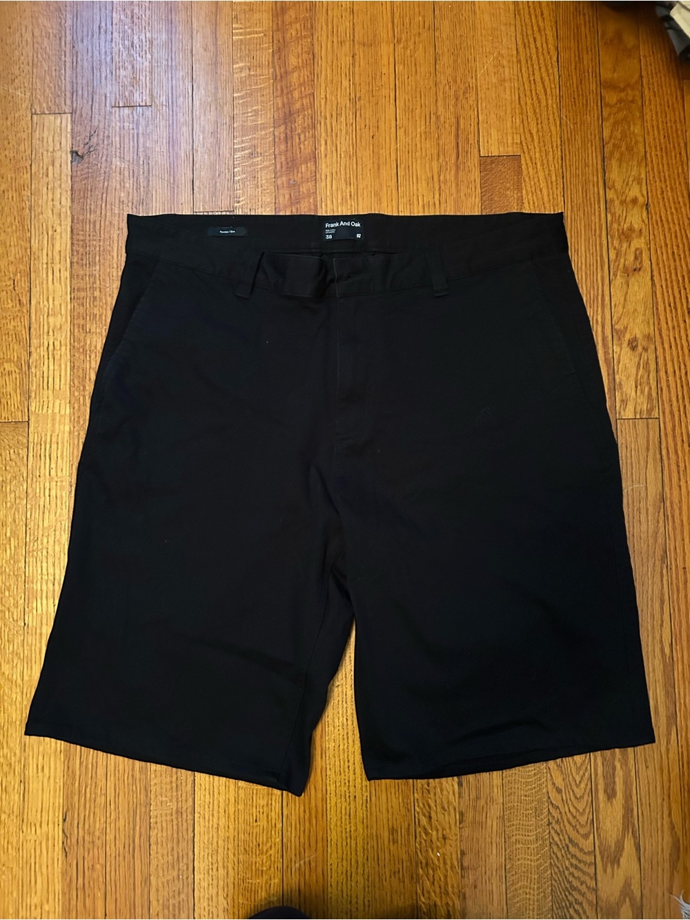 Frank & Oak Men's Black Flat-Front Casual Shorts